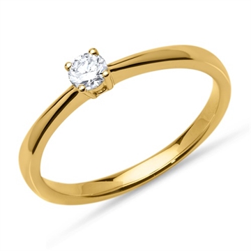 Solitaire ring i 18 kt. Guld med Diamant - 0,15 ct.
